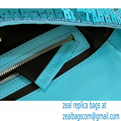 Fendi sequin and leather Iconic Baguette medium bag Turquoise Blue 2023