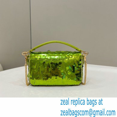Fendi sequin and leather Iconic Baguette mini bag Green 2023 - Click Image to Close