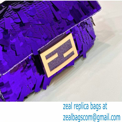 Fendi sequin and leather Iconic Baguette mini bag Purple 2023