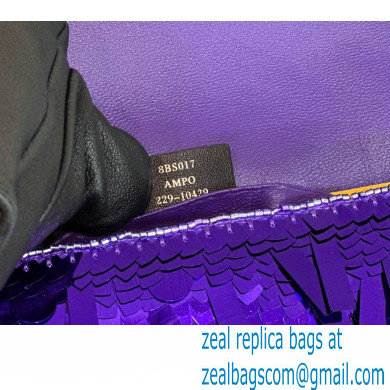 Fendi sequin and leather Iconic Baguette mini bag Purple 2023 - Click Image to Close