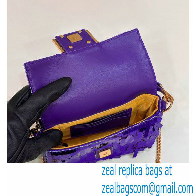 Fendi sequin and leather Iconic Baguette mini bag Purple 2023