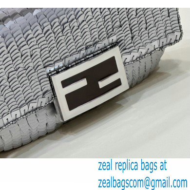 Fendi sequin and leather Iconic Baguette mini bag Silver 2023 - Click Image to Close