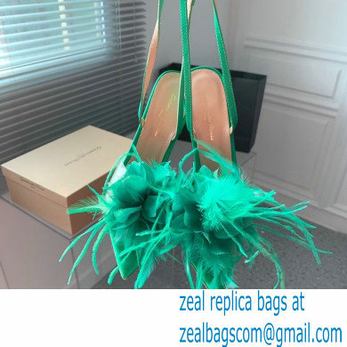 Gianvito Rossi Heel 10.5cm YNEZ Sandals Green with flower in satin and feathers 2023