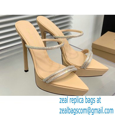 Gianvito Rossi Heel 13cm Platform 3.5cm CANNES Sandals Beige with crystals 2023 - Click Image to Close