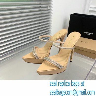 Gianvito Rossi Heel 13cm Platform 3.5cm CANNES Sandals Beige with crystals 2023 - Click Image to Close