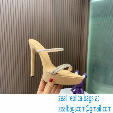 Gianvito Rossi Heel 13cm Platform 3.5cm CANNES Sandals Beige with crystals 2023 - Click Image to Close