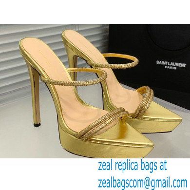 Gianvito Rossi Heel 13cm Platform 3.5cm CANNES Sandals Gold with crystals 2023