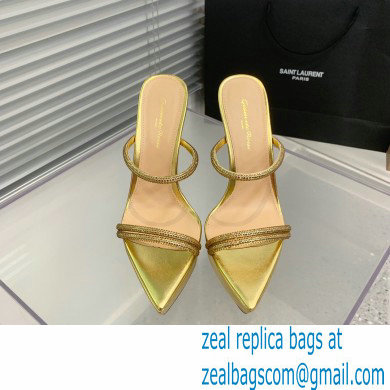 Gianvito Rossi Heel 13cm Platform 3.5cm CANNES Sandals Gold with crystals 2023