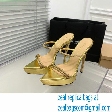 Gianvito Rossi Heel 13cm Platform 3.5cm CANNES Sandals Gold with crystals 2023