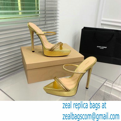 Gianvito Rossi Heel 13cm Platform 3.5cm CANNES Sandals Gold with crystals 2023