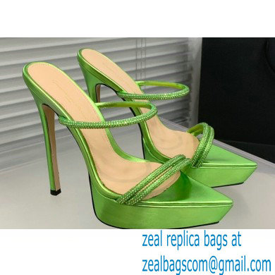 Gianvito Rossi Heel 13cm Platform 3.5cm CANNES Sandals Green with crystals 2023