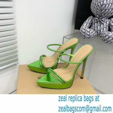 Gianvito Rossi Heel 13cm Platform 3.5cm CANNES Sandals Green with crystals 2023