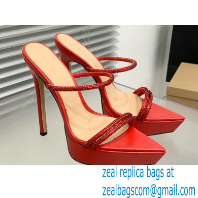 Gianvito Rossi Heel 13cm Platform 3.5cm CANNES Sandals Red with crystals 2023