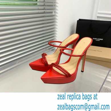 Gianvito Rossi Heel 13cm Platform 3.5cm CANNES Sandals Red with crystals 2023