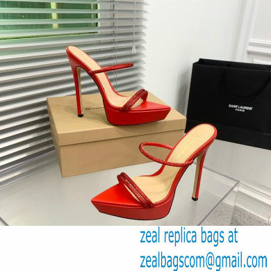 Gianvito Rossi Heel 13cm Platform 3.5cm CANNES Sandals Red with crystals 2023