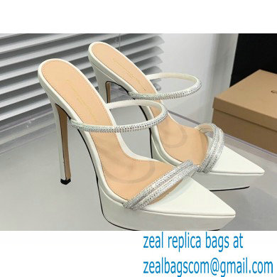 Gianvito Rossi Heel 13cm Platform 3.5cm CANNES Sandals White with crystals 2023