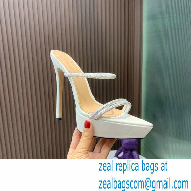 Gianvito Rossi Heel 13cm Platform 3.5cm CANNES Sandals White with crystals 2023