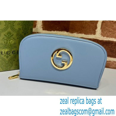 Gucci Blondie zip around wallet 725216 in Leather Light Blue 2023