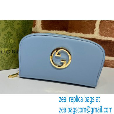 Gucci Blondie zip around wallet 725216 in Leather Light Blue 2023 - Click Image to Close