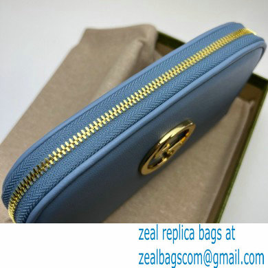 Gucci Blondie zip around wallet 725216 in Leather Light Blue 2023 - Click Image to Close