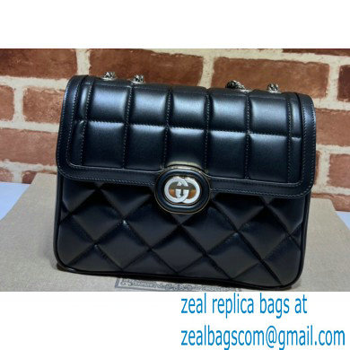 Gucci Deco small shoulder bag 740834 in quilted Leather Black 2023