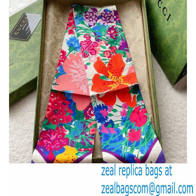 Gucci Flora print silk neck bow Scarf 10x86cm 11 2023