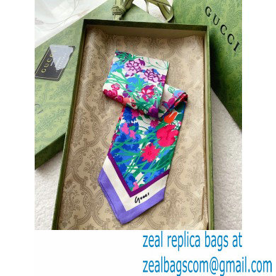 Gucci Flora print silk neck bow Scarf 10x86cm 11 2023