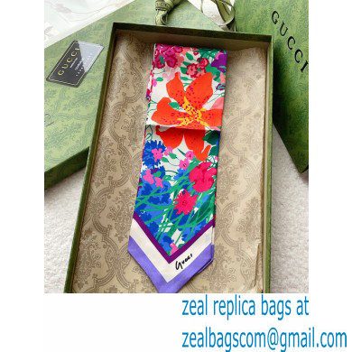 Gucci Flora print silk neck bow Scarf 10x86cm 11 2023