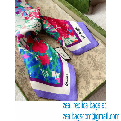 Gucci Flora print silk neck bow Scarf 10x86cm 11 2023