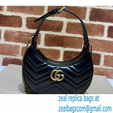 Gucci GG Marmont half-moon-shaped mini bag 699514 Black 2022