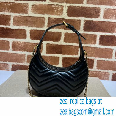 Gucci GG Marmont half-moon-shaped mini bag 699514 Black 2022