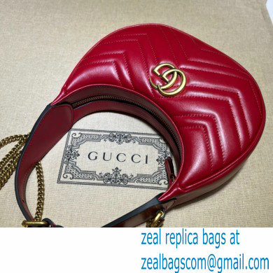 Gucci GG Marmont half-moon-shaped mini bag 699514 Red 2022