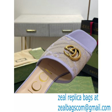 Gucci GG embroidered Slide Sandals Canvas Lilac With Double G 2023 - Click Image to Close