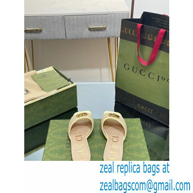 Gucci GG embroidered Slide Sandals Canvas Yellow With Double G 2023 - Click Image to Close