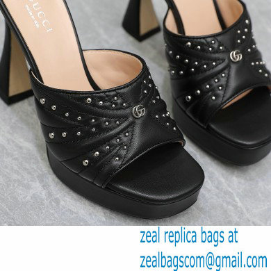 Gucci Heel 11cm Platform 2.5cm Studs slide sandals 723404 Black 2023