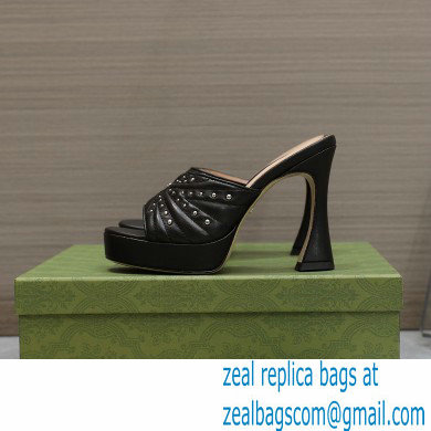 Gucci Heel 11cm Platform 2.5cm Studs slide sandals 723404 Black 2023