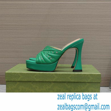 Gucci Heel 11cm Platform 2.5cm Studs slide sandals 723404 Green 2023