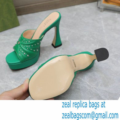 Gucci Heel 11cm Platform 2.5cm Studs slide sandals 723404 Green 2023