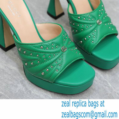 Gucci Heel 11cm Platform 2.5cm Studs slide sandals 723404 Green 2023