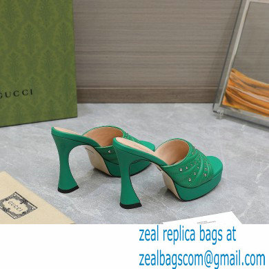 Gucci Heel 11cm Platform 2.5cm Studs slide sandals 723404 Green 2023