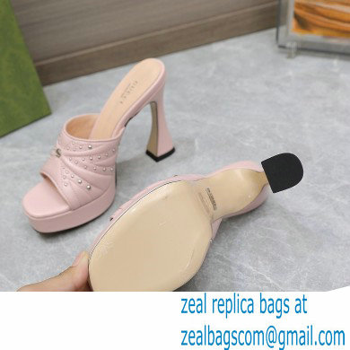 Gucci Heel 11cm Platform 2.5cm Studs slide sandals 723404 Pink 2023