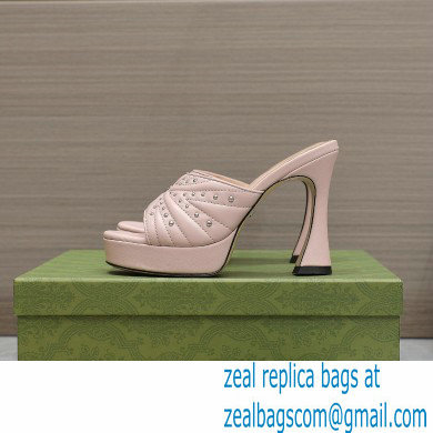 Gucci Heel 11cm Platform 2.5cm Studs slide sandals 723404 Pink 2023
