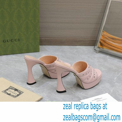 Gucci Heel 11cm Platform 2.5cm Studs slide sandals 723404 Pink 2023