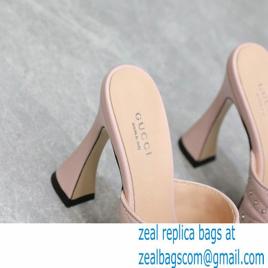 Gucci Heel 11cm Platform 2.5cm Studs slide sandals 723404 Pink 2023