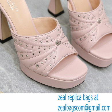 Gucci Heel 11cm Platform 2.5cm Studs slide sandals 723404 Pink 2023