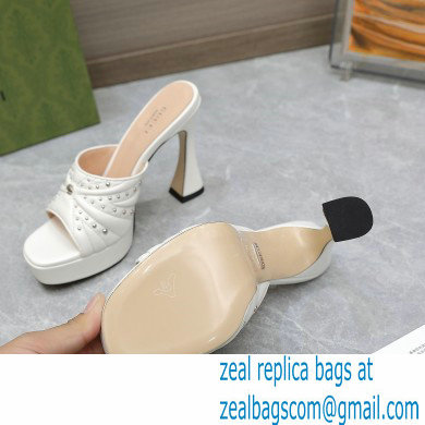 Gucci Heel 11cm Platform 2.5cm Studs slide sandals 723404 White 2023