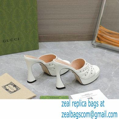 Gucci Heel 11cm Platform 2.5cm Studs slide sandals 723404 White 2023