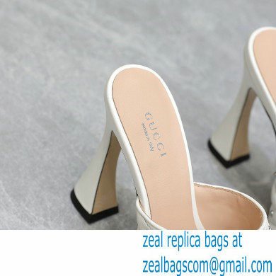 Gucci Heel 11cm Platform 2.5cm Studs slide sandals 723404 White 2023