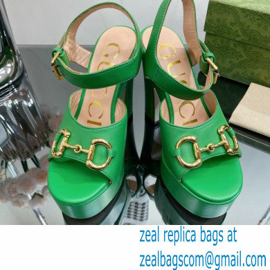 Gucci Heel 12cm Platform 3.5cm Sandals with Horsebit Green 2023