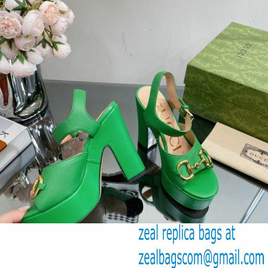 Gucci Heel 12cm Platform 3.5cm Sandals with Horsebit Green 2023